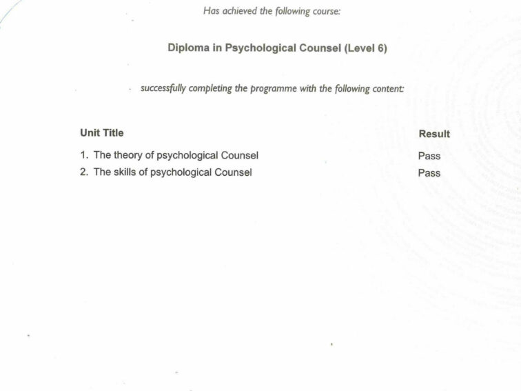 TQUK英國心理諮詢師 6級證照(2)